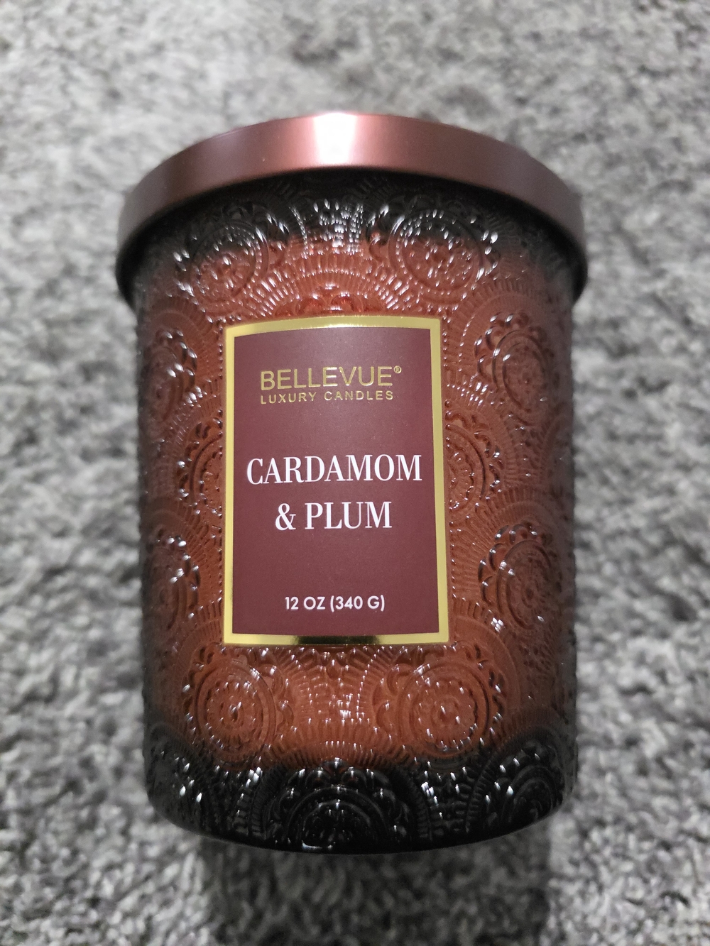 Cardamom & Plum Luxury Candle - Red/Burgundy